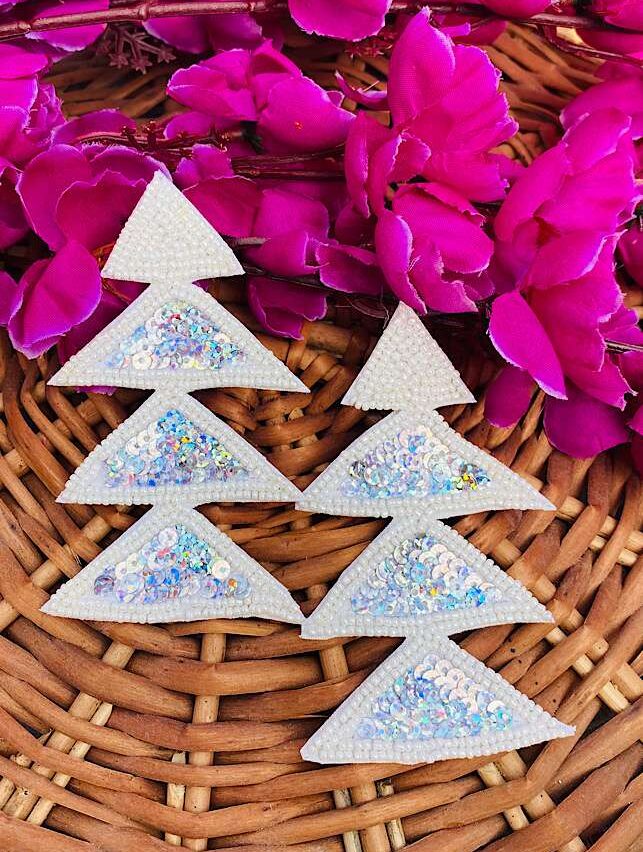 Tribal Handmade- White Triangle Earings
