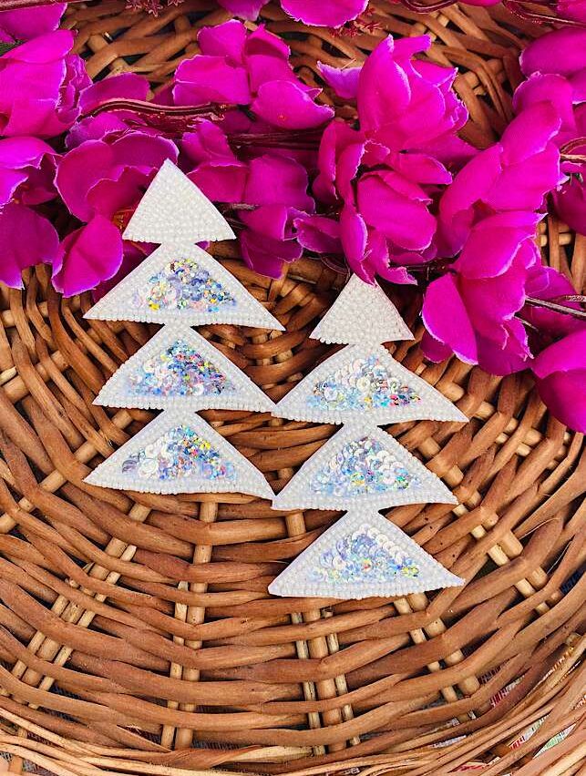 Tribal Handmade- White Triangle Earings