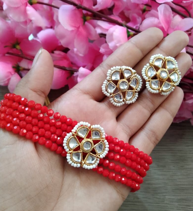 Alisha Partywear – The Classic Red Chocker & Studs