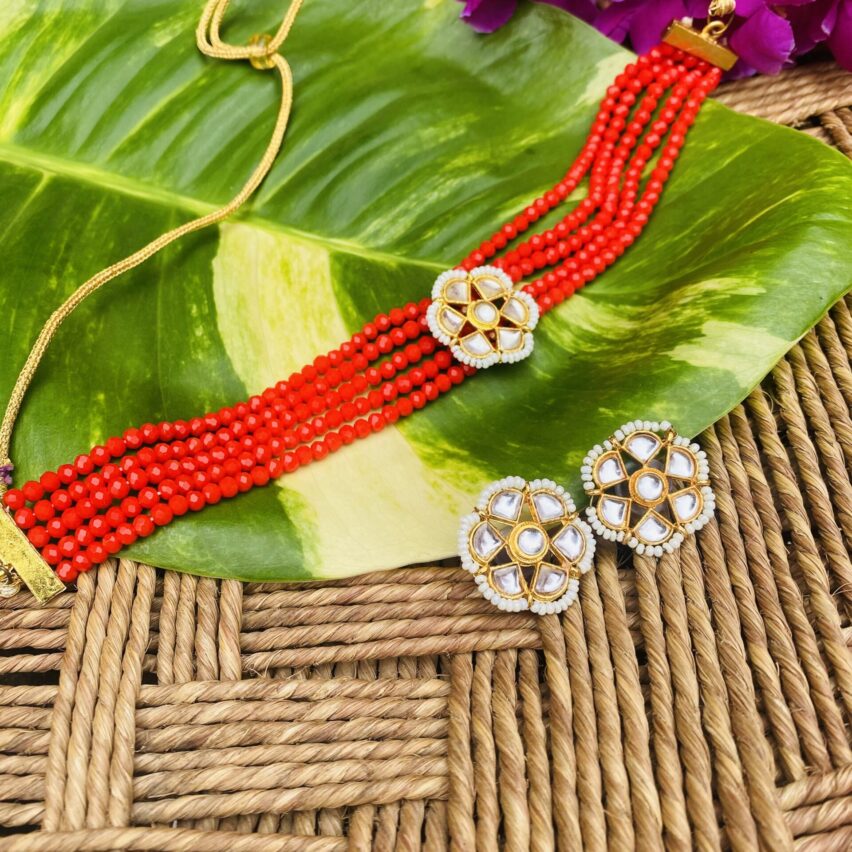 Alisha Partywear – The Classic Red Chocker & Studs
