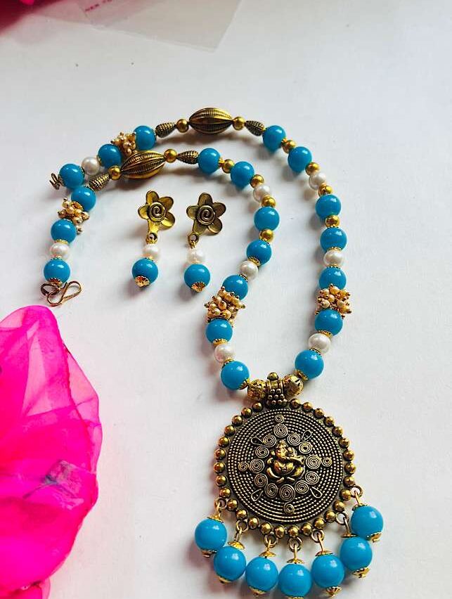 Tribal Handmade – Gold Ganpati Sky Blue Set