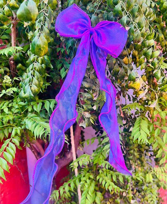 Organza Tail Bow Clip Purple