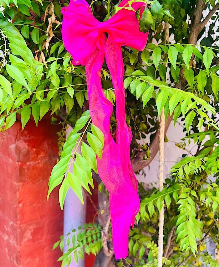 Organza Tail Bow Clip Pink