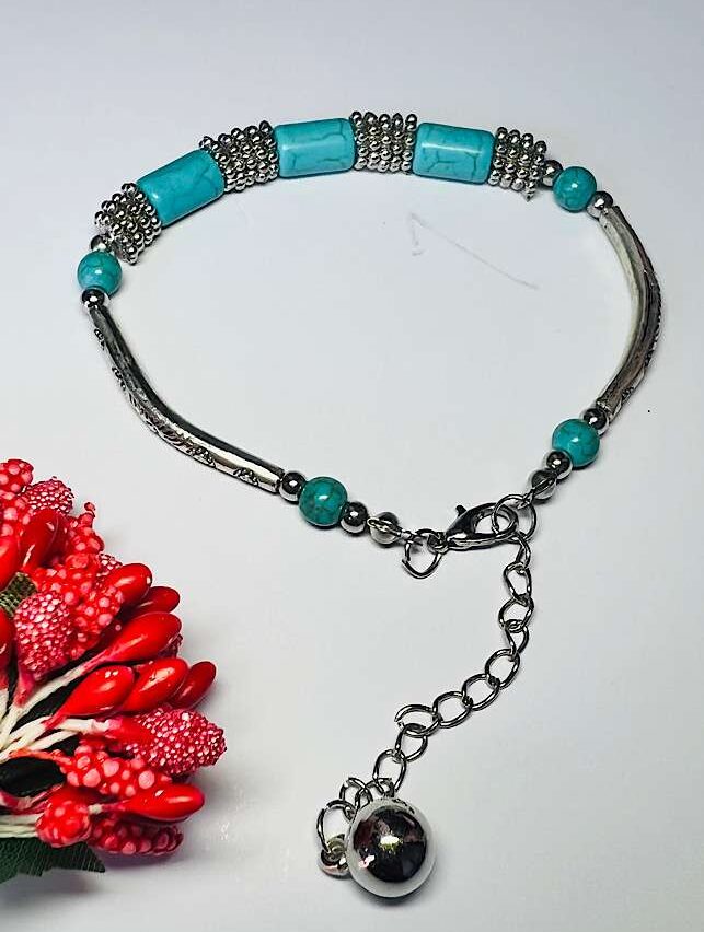 Funky Fashion – Torquoise Silver Charm Bracelet