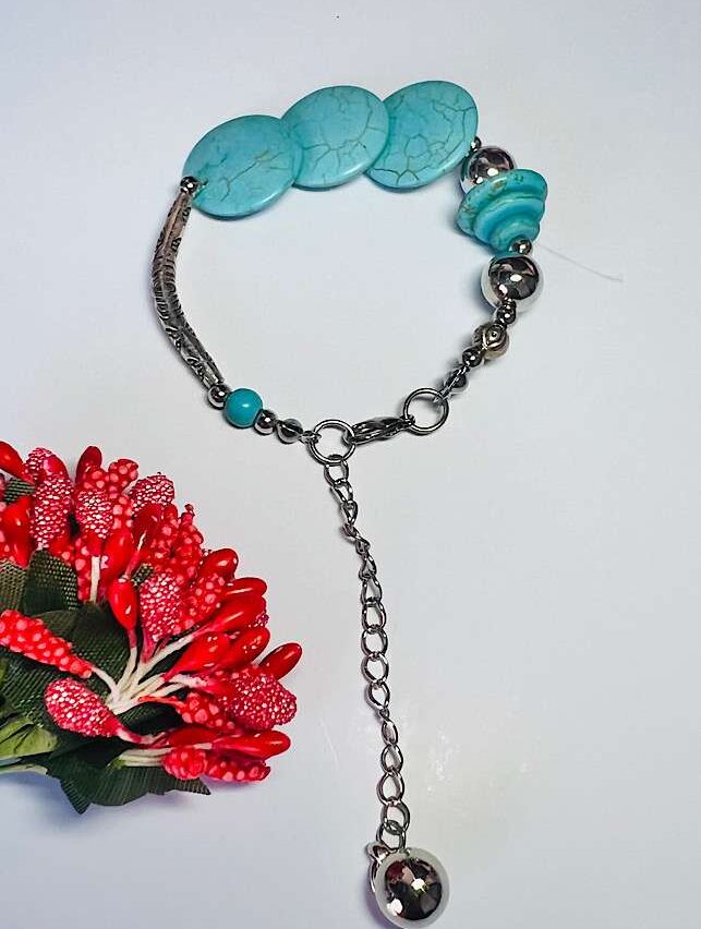 Funky Fashion – Torquoise Silver Charm Bracelet
