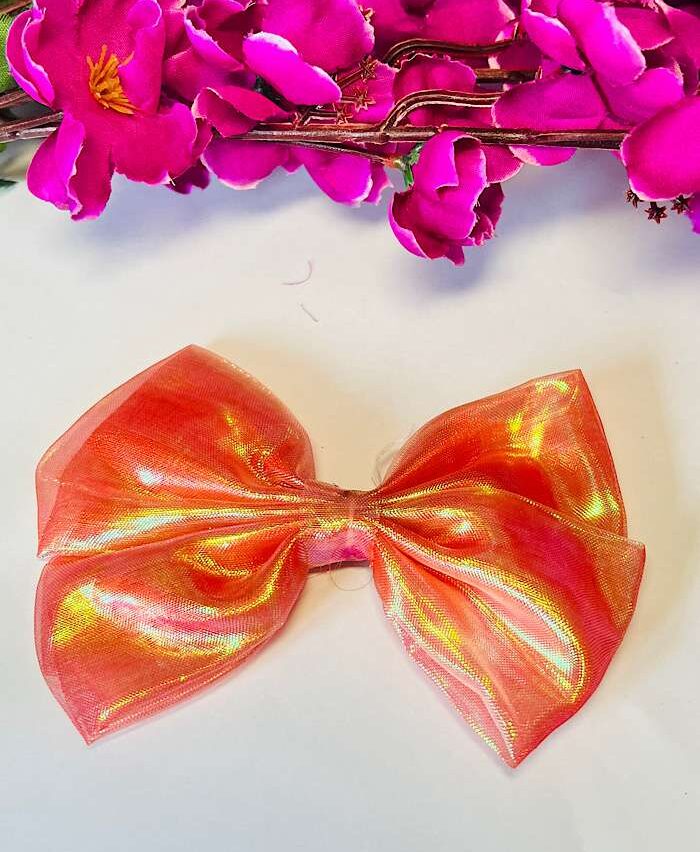 Glossy Bow Clips Orange