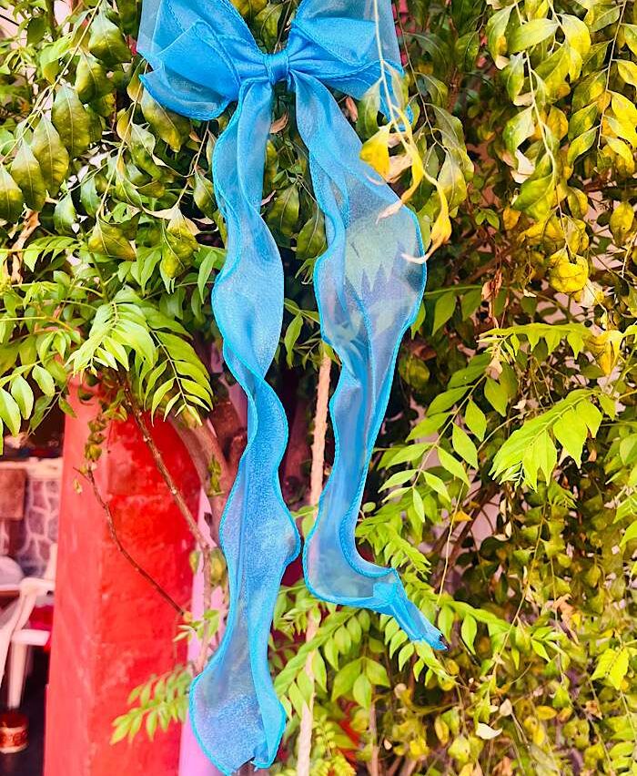 Organza Tail Bow Clip Blue