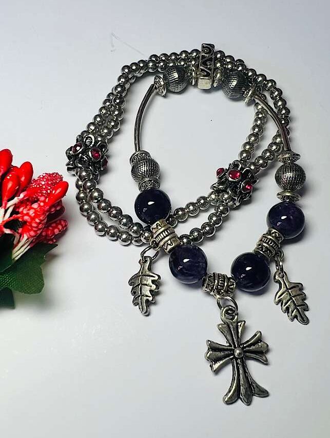 Funky Fashion – Purple Love 3 layer Bracelet