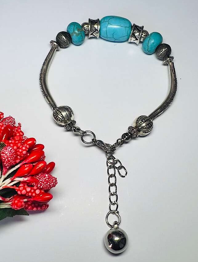 Funky Fashion – Torquoise Silver Charm Bracelet