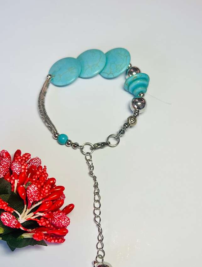 Funky Fashion – Torquoise Silver Charm Bracelet
