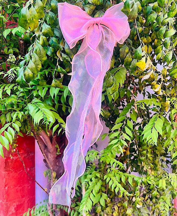 Organza Tail Bow Clip Baby Pink