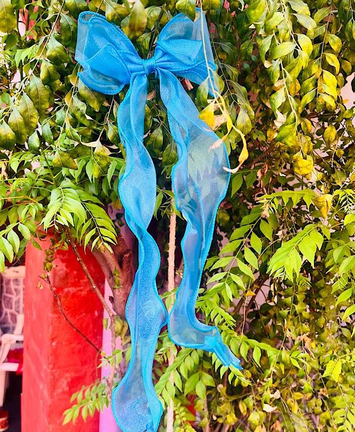 Organza Tail Bow Clip Blue