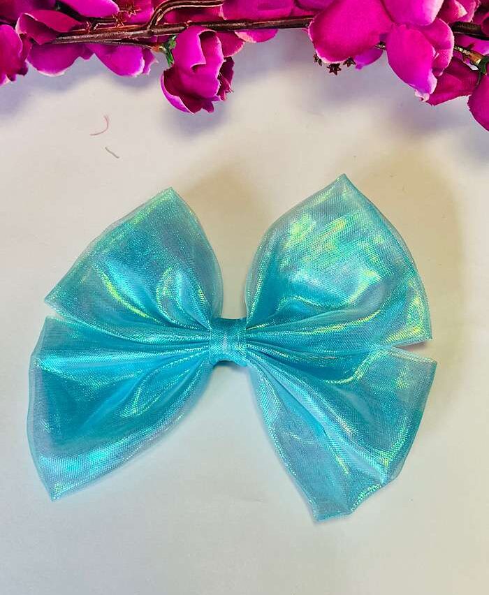 Glossy Bow Clips Blue