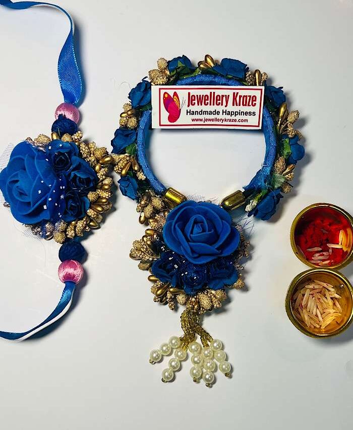 Handmade Floral Couple Rakhi – Red