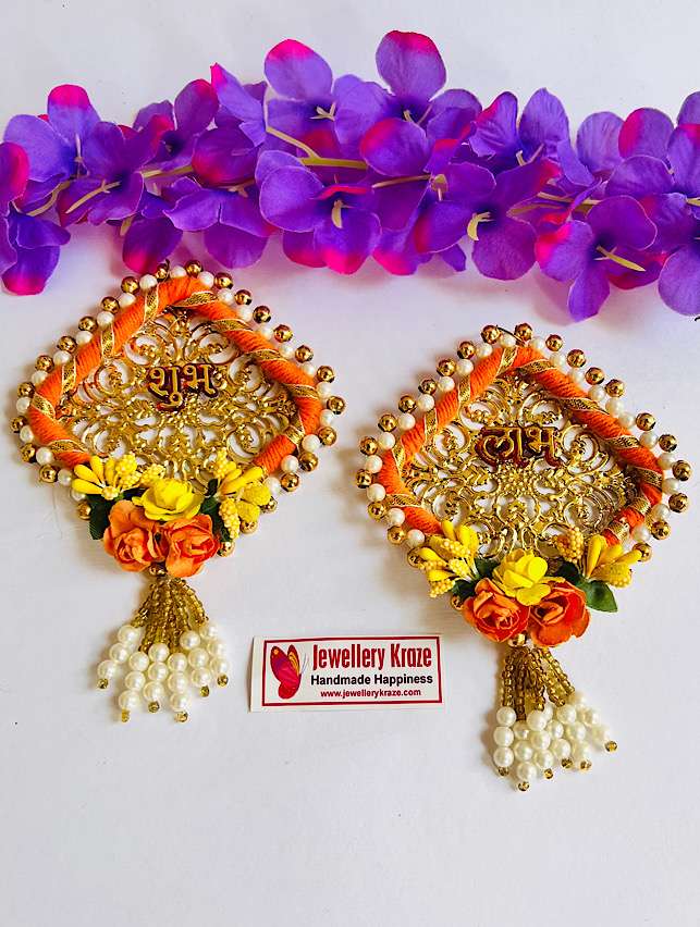 Orange Pearl Subh Labh – Pair