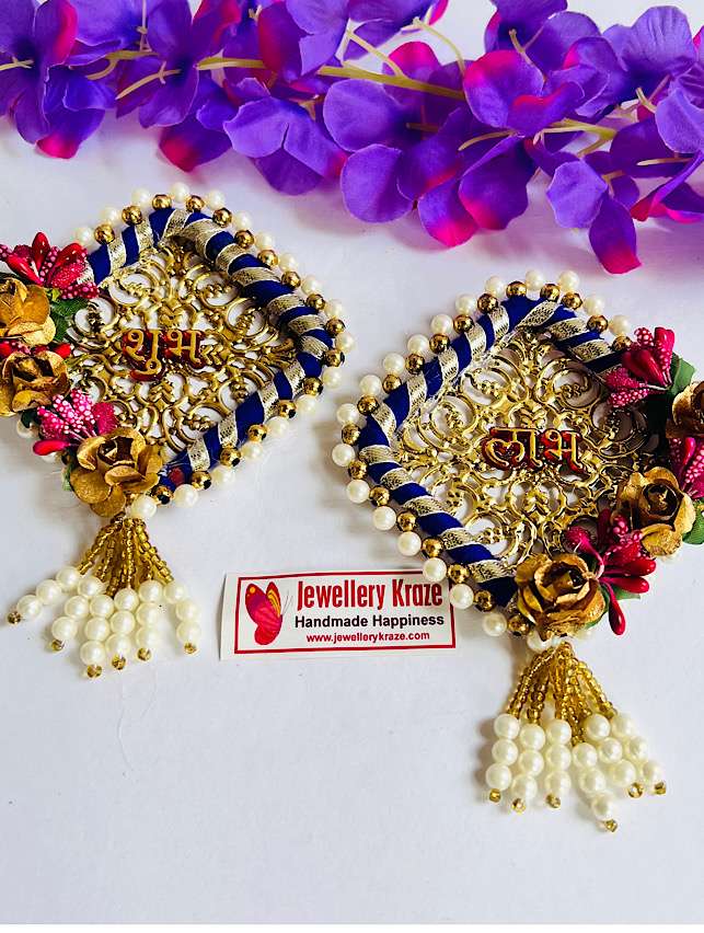 Blue Golden Subh Labh – Pair