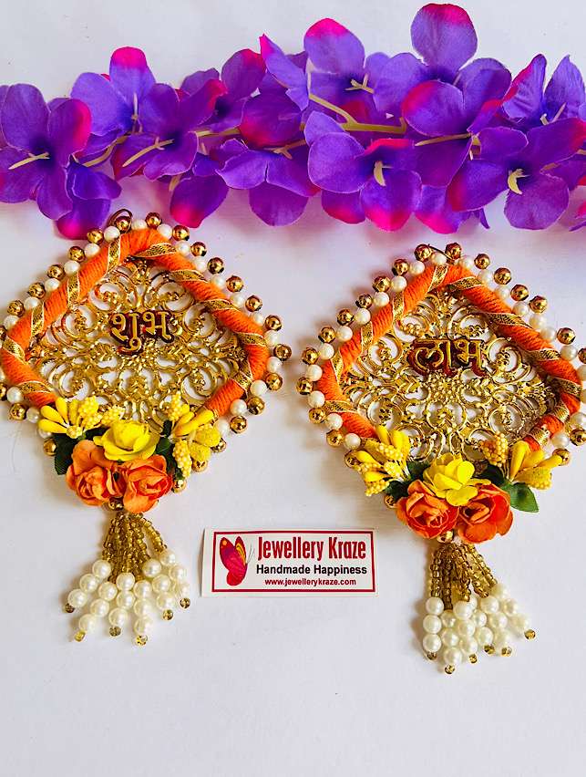 Orange Pearl Subh Labh – Pair