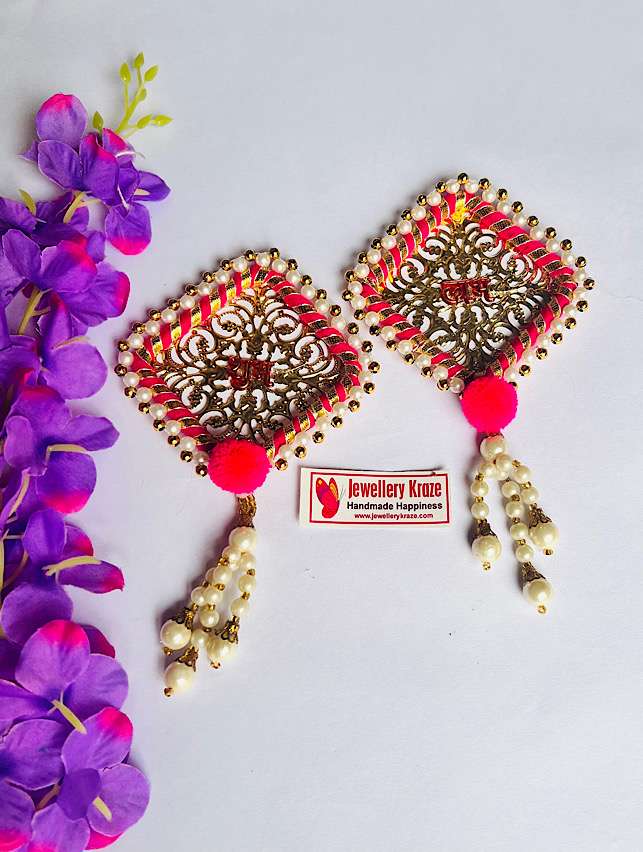 Pink Tassel Subh Labh – 1 Pair