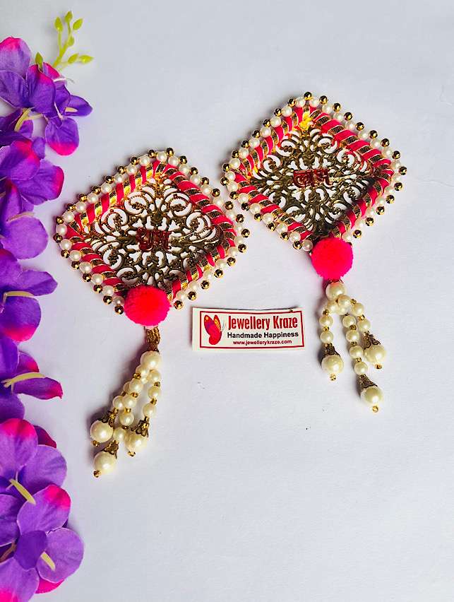 Pink Tassel Subh Labh – 1 Pair