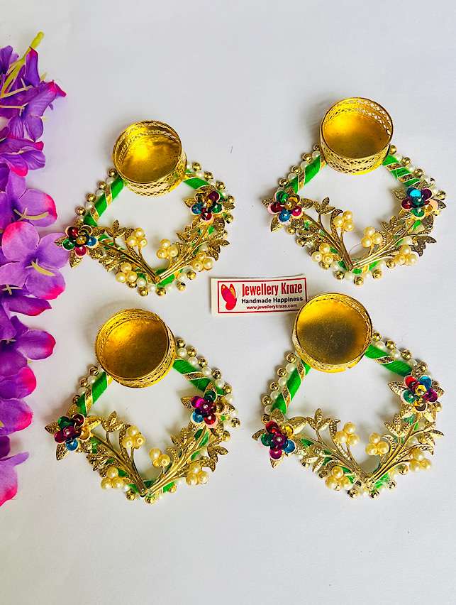 Golden Leaf T-Light Holders – Set of 4