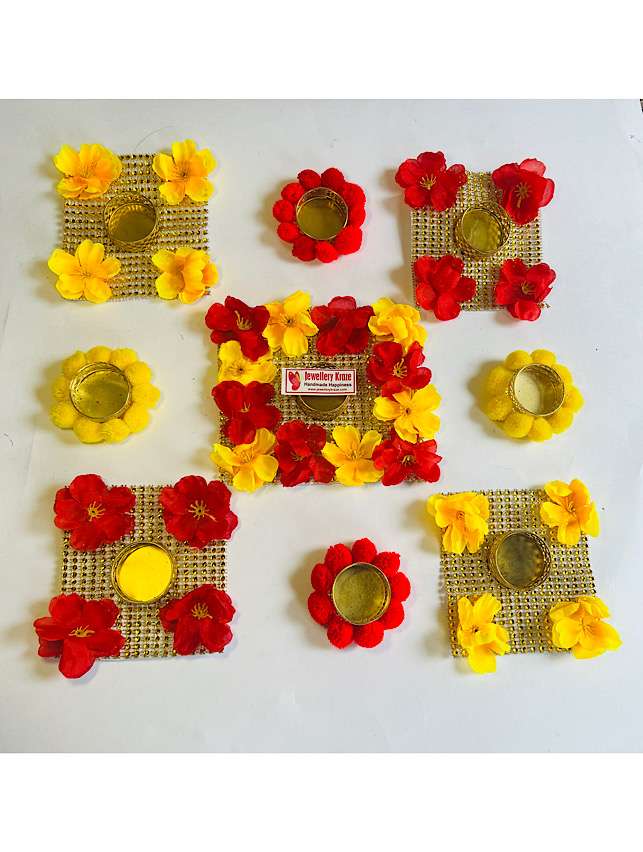 Floral Rangoli Mats – Set of 9