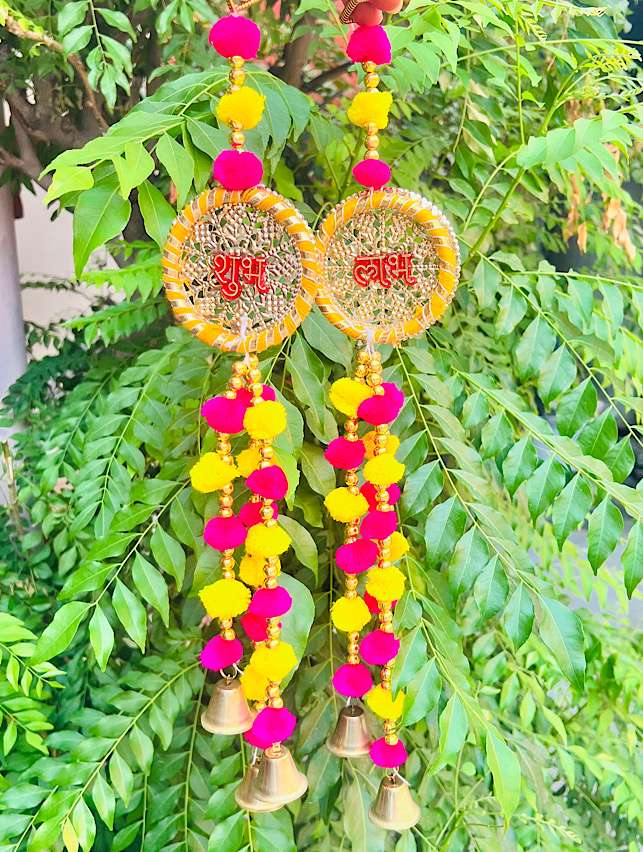 Subh Labh Hanging – Pink Yellow
