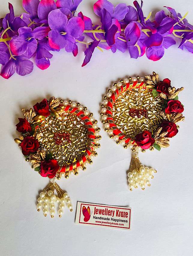 Red Round Subh Labh – 1 Pair