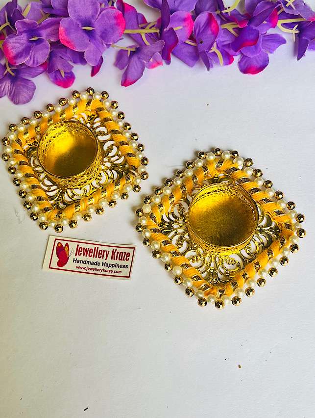 Yellow Pearl Candle Holder – Set of 2