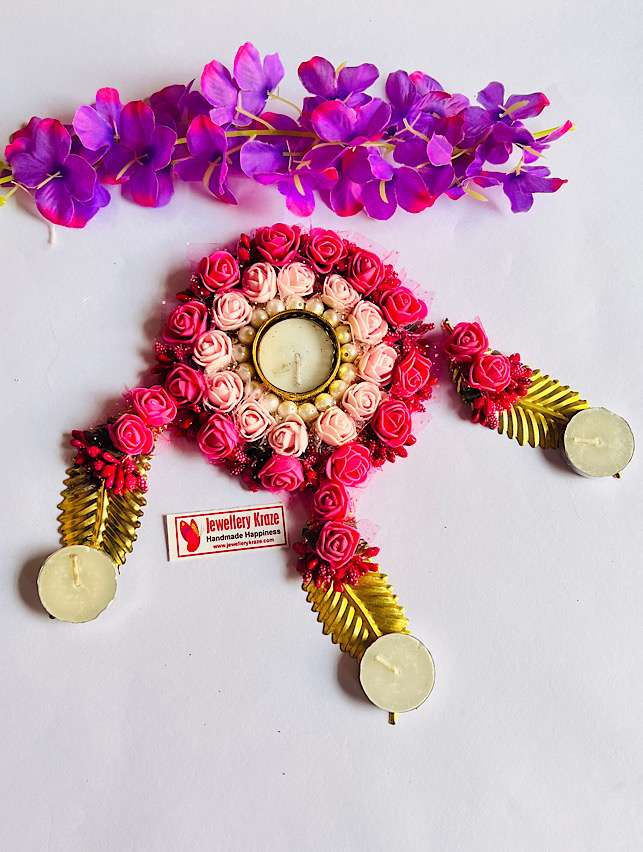 Pink Leaf Floral Rangoli
