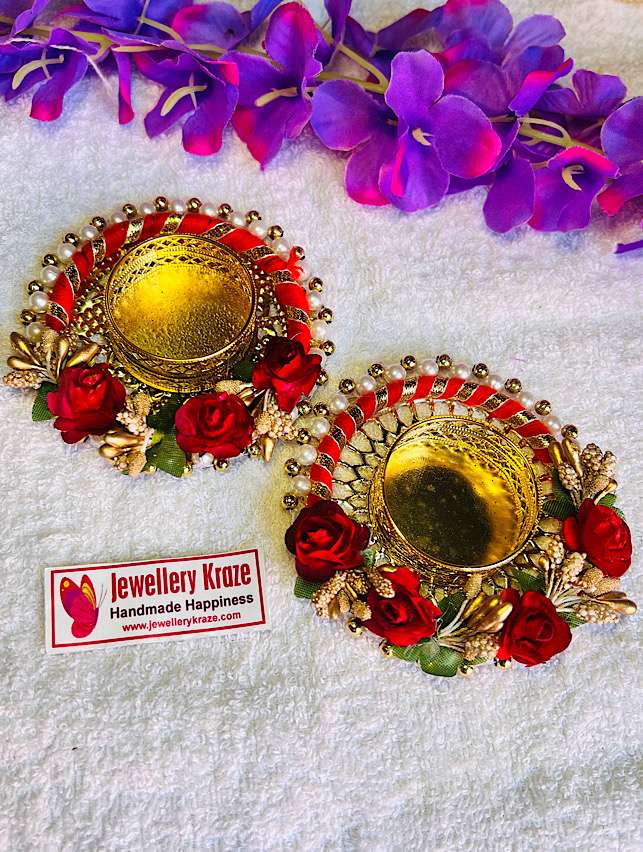 Pink Pearl Round Diya – Set of 2