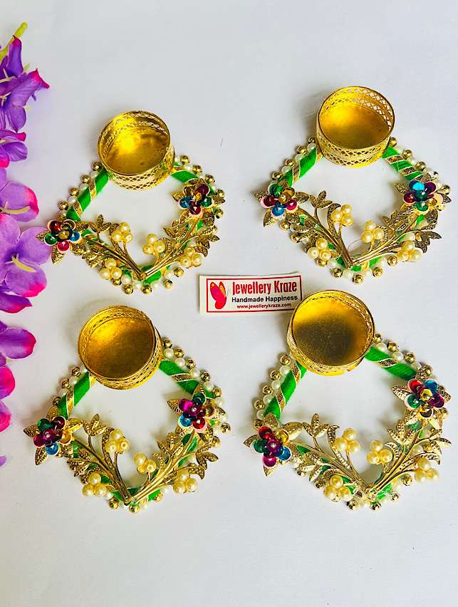 Golden Leaf T-Light Holders – Set of 4