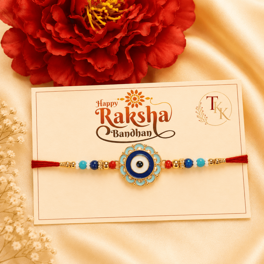 Evil Eye Floral Charm Rakhi
